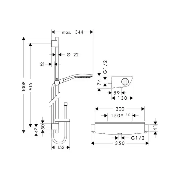 Душевой набор Hansgrohe Ecostat Select/Raindance S150 3jet, хром (27037000) фото 3 Aquada.com.ua