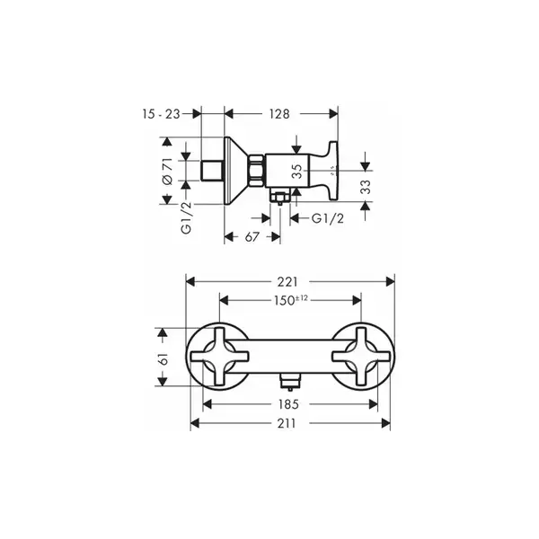 Смеситель для душа Hansgrohe Focus S (цвет - хром) (31763000) фото 2 Aquada.com.ua