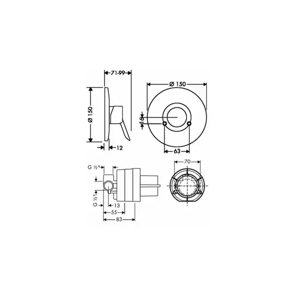 Смеситель для душа Hansgrohe Focus S (цвет - хром) (31764000) фото 2 Aquada.com.ua