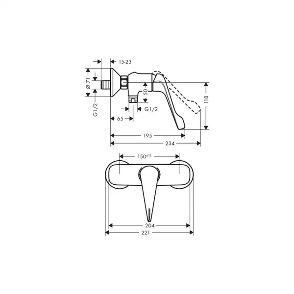 Смеситель для душа Hansgrohe Novus (цвет - хром) (71926000) фото 2 Aquada.com.ua