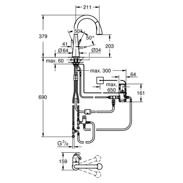GROHE Сенсорний одноважільний змішувач для мийки Zedra Touch  (30219001) фото 2 Aquada.com.ua