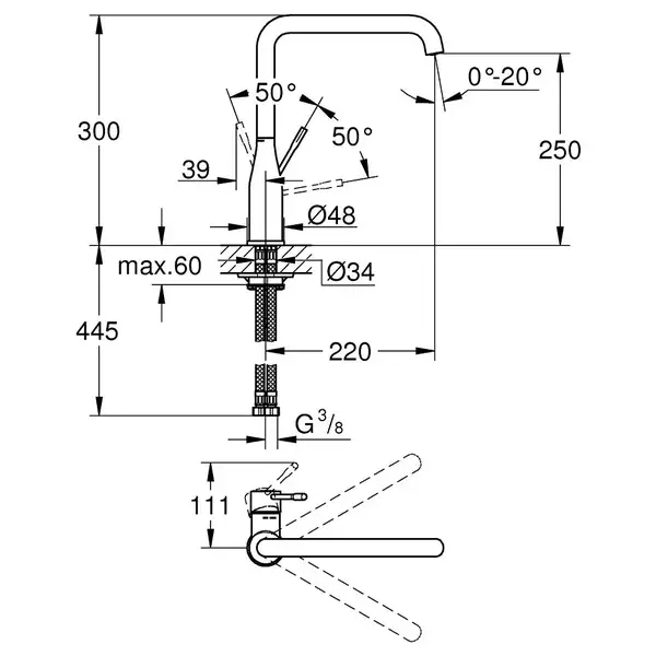 Змішувач для кухні Grohe Essence, графіт матовий (30269AL0)