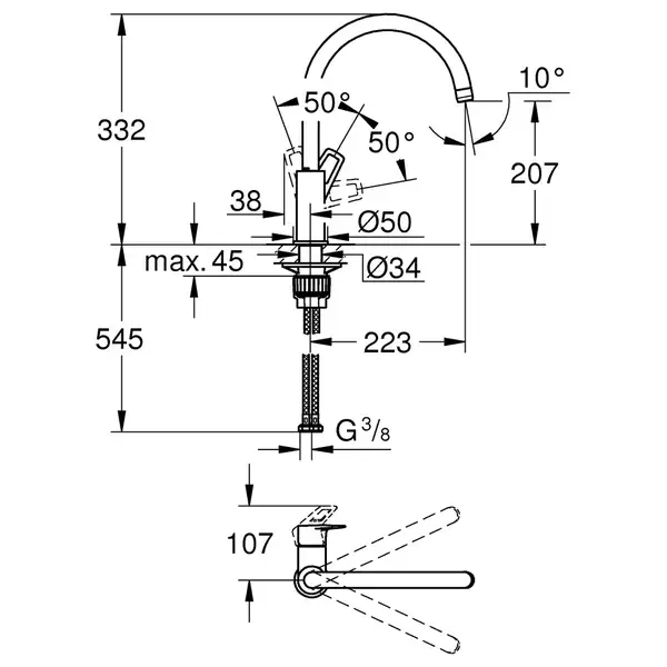 Grohe BauLoop New Смеситель для кухни, хром (31368001)