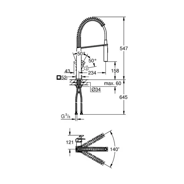 Grohe Eurocube Змішувач для кухні, хром (31395000)