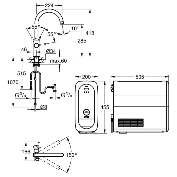 Система фільтрів для питної води зі змішувачем Grohe Blue Home Connected (31455001)