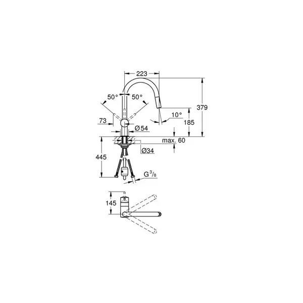 Набор Grohe смеситель для кухни с выдвижным изливом Minta 32321DC2 + полотенцедержатель Essentials Authentic 40654001 (32321DC240654001) фото 2 Aquada.com.ua