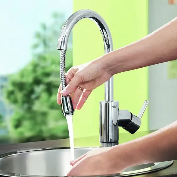 Змішувач для кухні Grohe Concetto з висувним виливом, суперсталь (32663DC1)