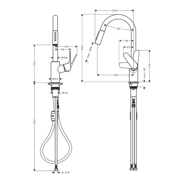 Hansgrohe Focus 240 Смеситель для кухни, черный матовый (31815670)