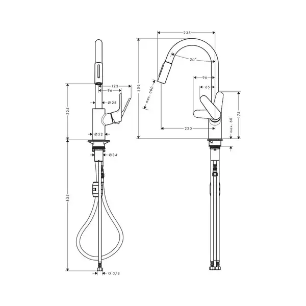 Hansgrohe Focus 240 Змішувач для кухні, сталевий (31815800)