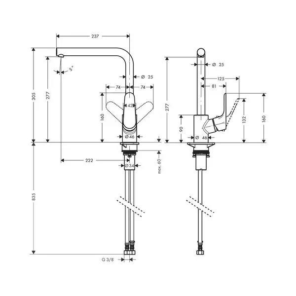 Змішувач для кухні Hansgrohe Focus 280, хром (31817000)