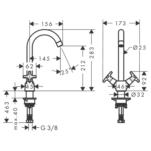 Смеситель для кухни Hansgrohe Logis M32 220, 1jet (цвет - хром) (71285000) фото 2 Aquada.com.ua
