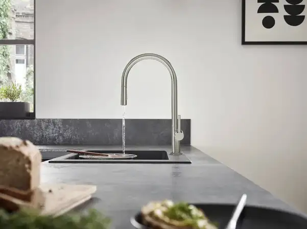 Смеситель для кухни Hansgrohe Talis M54 210 (цвет - нержавеющая сталь), с вытяжным душем (72801800) фото 2 Aquada.com.ua