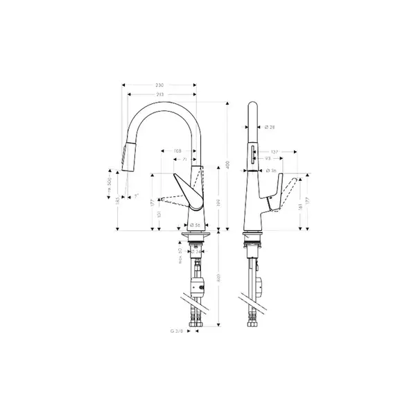 Смеситель для кухни, однорычажный Hansgrohe Talis S (цвет - сталь) (72813800) фото 2 Aquada.com.ua