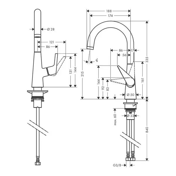 Змішувач для кухні Hansgrohe Talis 220 1Jet, хром (72814000)