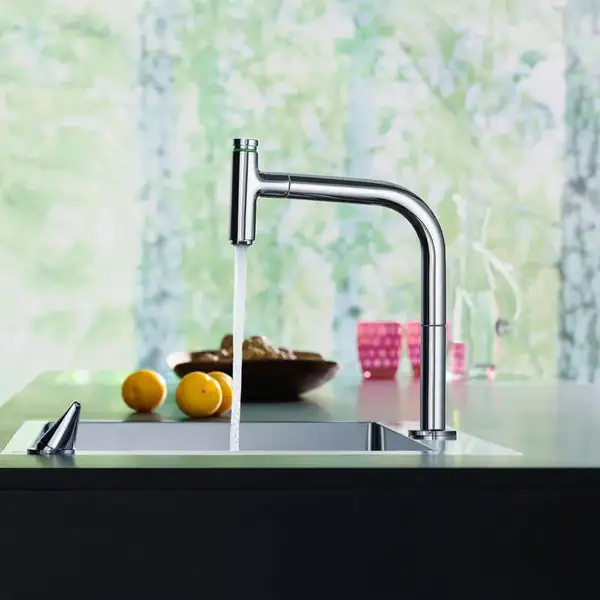Смеситель для кухни Hansgrohe Metris Select 200 1jet, sBox (цвет - сталь), с вытяжным душем (73804800)