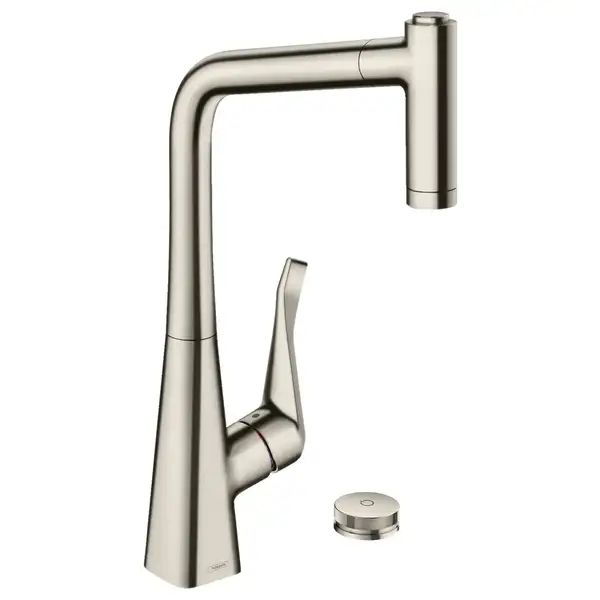 Смеситель для кухни Hansgrohe Metris Select 320 2jet, sBox (цвет - сталь), с вытяжным душем (73806800) фото 1 Aquada.com.ua