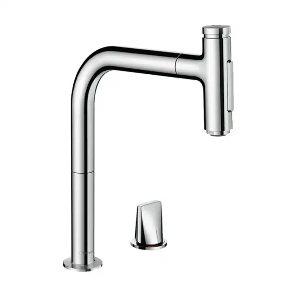 Змішувач для кухні Hansgrohe Metris Select 200 2jet sBox з витяжним душем, хром (73818000)