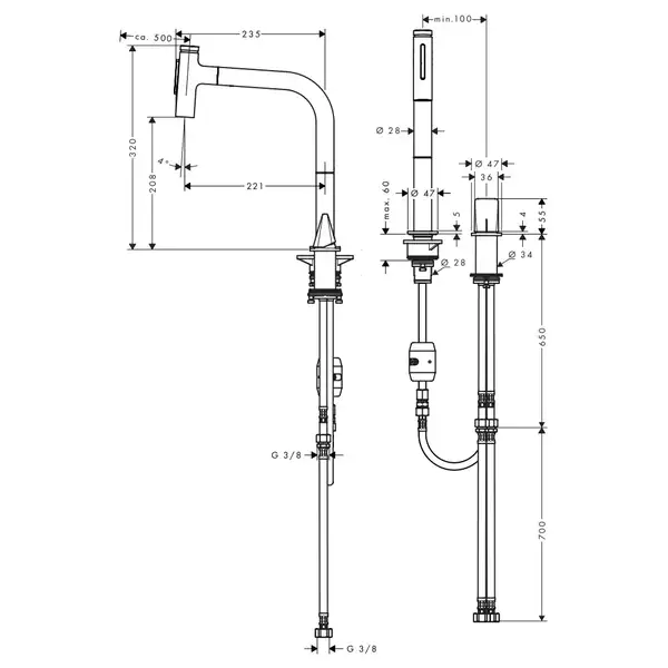 Смеситель для кухни Hansgrohe Metris Select 200 2jet (цвет - хром), с вытяжным душем (73819000) фото 5 Aquada.com.ua