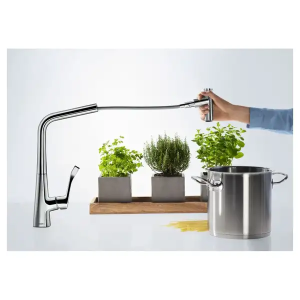 Змішувач для кухні Hansgrohe Metris Select 320 2jet з витяжним виливом, хром (73820000)