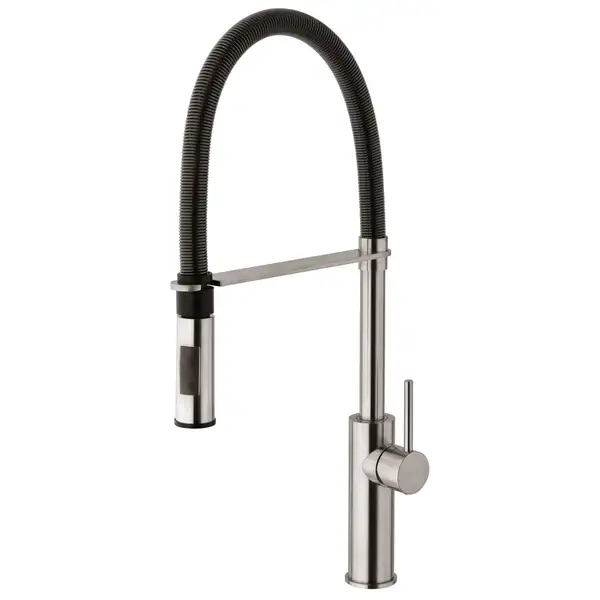 Смеситель для кухни Paffoni Light (цвет - сталь/чёрный) (LIG179STNO) фото 1 Aquada.com.ua