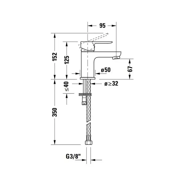 Смеситель для раковины Duravit A.1 (цвет - хром), без донного клапана (A11010002010) фото 2 Aquada.com.ua