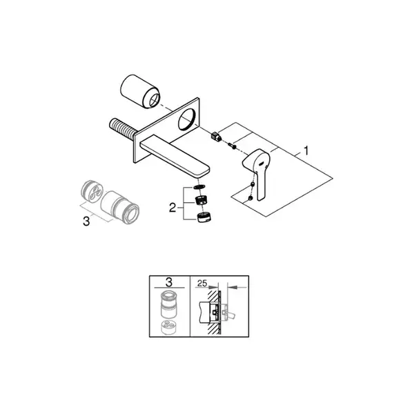 Змішувач для умивальника Grohe Lineare New, на 2 отвори, зовнішня частина, M-Size, хром (19409001)