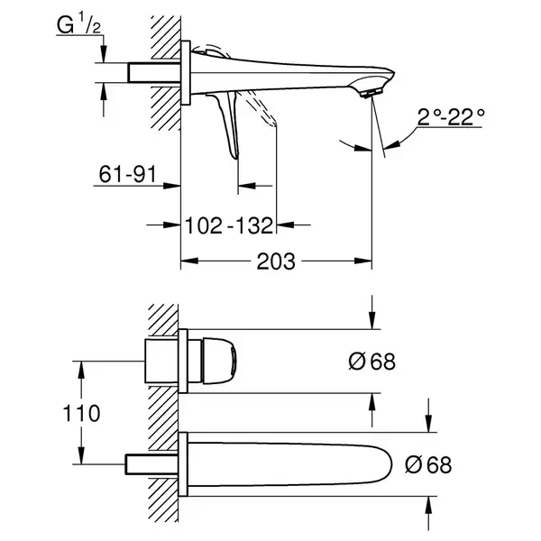 Змішувач для раковини прихованого монтажу Grohe Eurostyle (19571003)