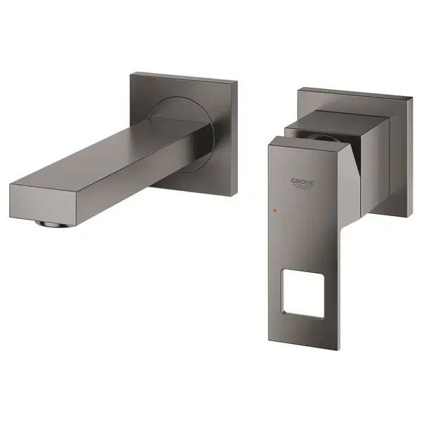 Смеситель для раковины настенный Grohe Eurocube S-Size (цвет - тёмный графит, матовый), вынос 171 мм (19895AL0) фото 2 Aquada.com.ua