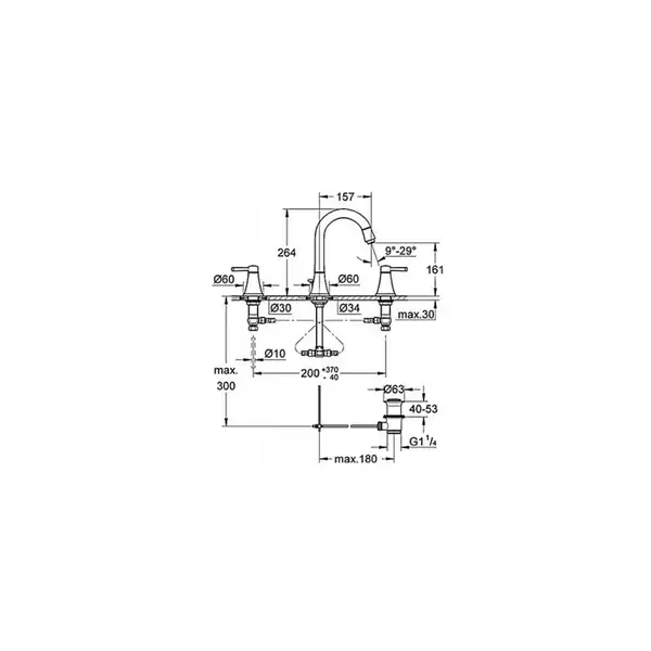 Grohe Grandera Смеситель для раковины на 3 отверстия M-Size (20389IG0) (20389IG0) фото 2 Aquada.com.ua