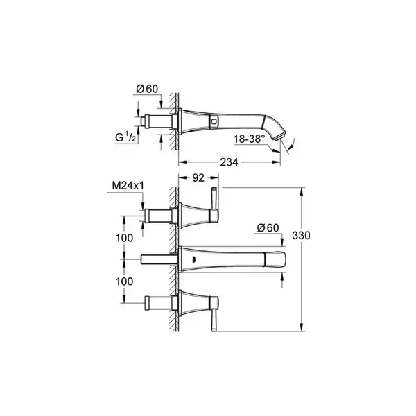 Grohe Grandera Смеситель для раковины на 3 отверстия, S-Size (20414IG0) (20414IG0) фото 2 Aquada.com.ua