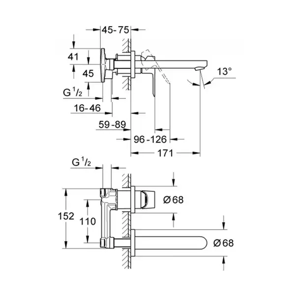 Смеситель для раковины Grohe BauEdge (цвет - хром) (20474000) фото 2 Aquada.com.ua
