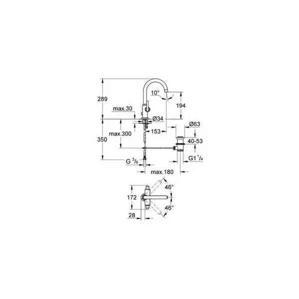 Grohe Atrio Смеситель для раковины на одно отверстие, L-Size (21022000) фото 3 Aquada.com.ua