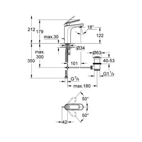 Grohe Veris Смеситель однорычажный для раковины M-Size (23064000) фото 2 Aquada.com.ua