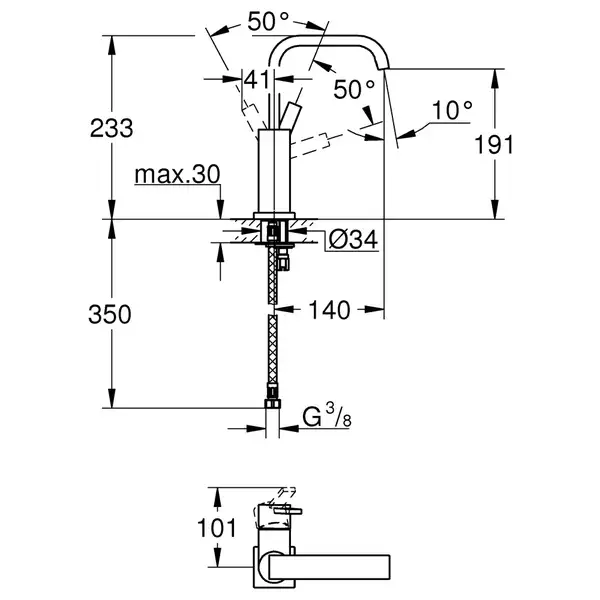 Grohe Allure Смеситель однорычажный для раковины L-Size (23076000) фото 2 Aquada.com.ua