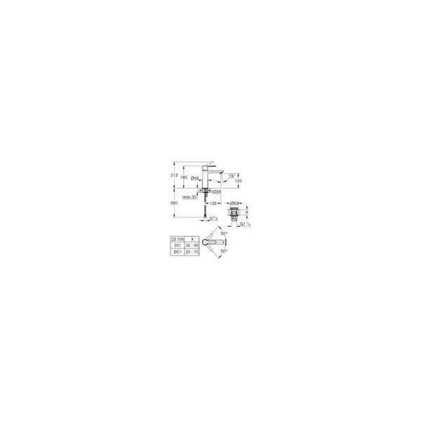 Змішувач для умивальника Grohe Lineare S-size, хром (23106001)