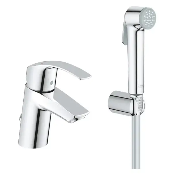GROHE Одноважільний змішувач для раковини S-Sizeіз душовим гарнітуром Eurosmart  (23124002) фото 1 Aquada.com.ua