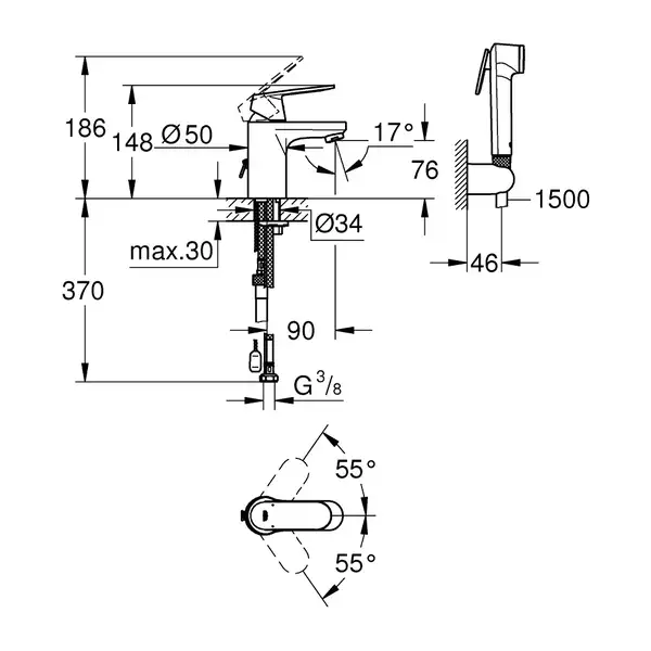 Grohe Eurosmart Cosmopolitan Смеситель для раковины, хром (23125000)