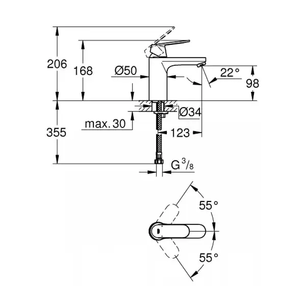 Grohe Eurosmart Cosmopolitan Смеситель однорычажный для раковины M-Size (23327KW0) (23327KW0) фото 2 Aquada.com.ua