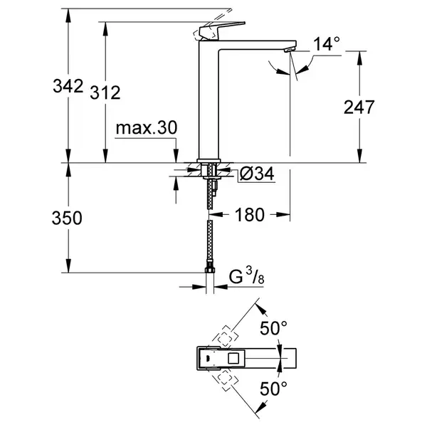 Grohe Eurocube Змішувач для раковини, хром (23406000)
