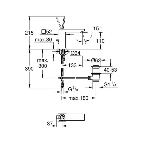 Grohe EuroCube Joy Змішувач для умивальника S-Size, хром (23656000)