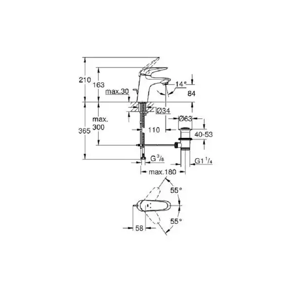 Grohe Eurostyle Смеситель однорычажный для раковины S-Size (23707LS3) (23707LS3) фото 2 Aquada.com.ua