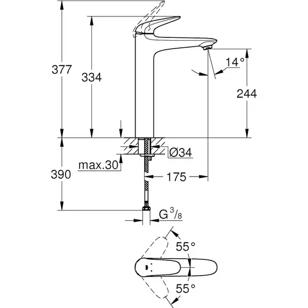 Grohe Eurostyle Смеситель однорычажный для раковины XL-Size (23719003) фото 2 Aquada.com.ua