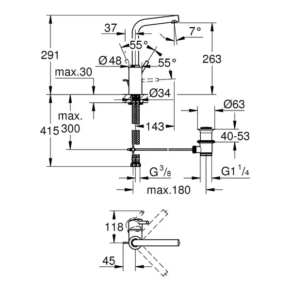 Змішувач для умивальника Grohe Concetto L-Size, хром (23739002)