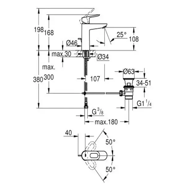 Grohe BauLoop Змішувач для раковини M-розмір, хром (23762000)