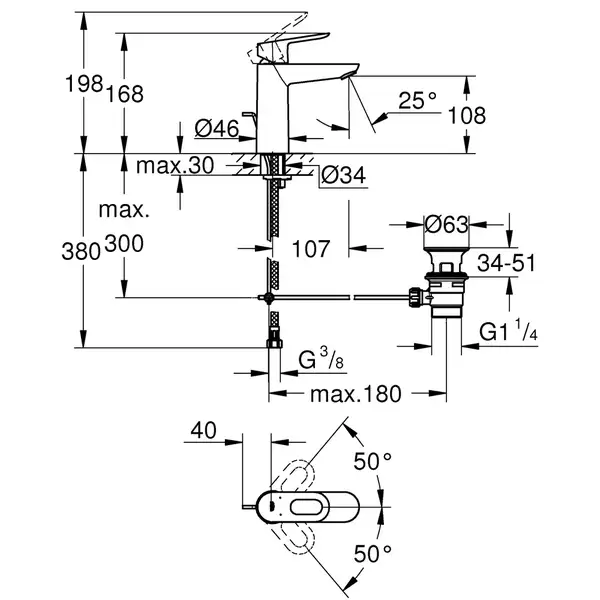 Grohe BauLoop Змішувач для раковини M-розмір, хром (23762000)