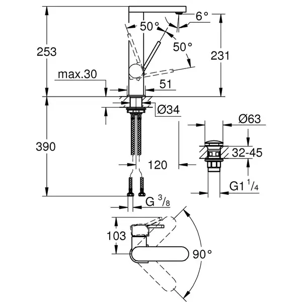Grohe Plus L-розміру Змішувач для раковини, хром (23873003)