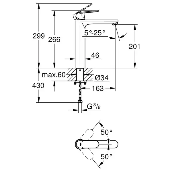Grohe Eurosmart Cosmopolitan Змішувач для раковини, хром (23921000)