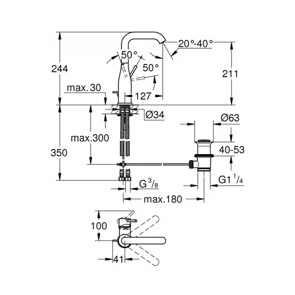 Grohe Essence New Смеситель для раковины, хром (32628001)
