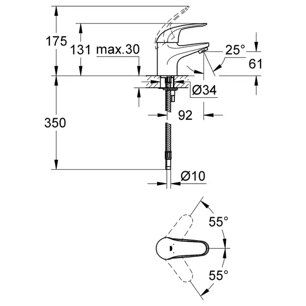 Змішувач для раковини S-розміру Grohe Euroeco New (32734000)