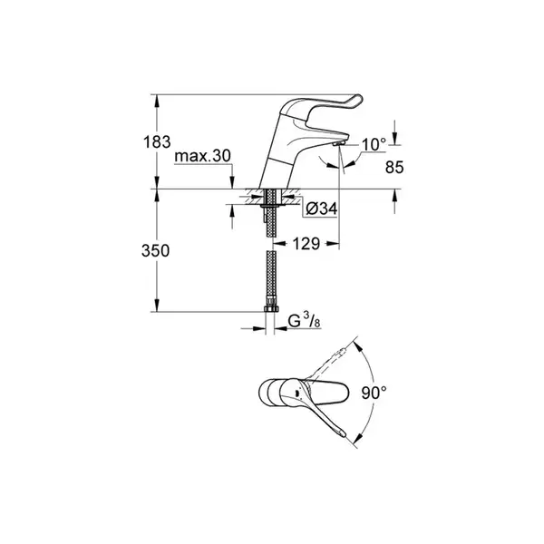 Змішувач для умивальника Grohe Euroeco Special (32790000)